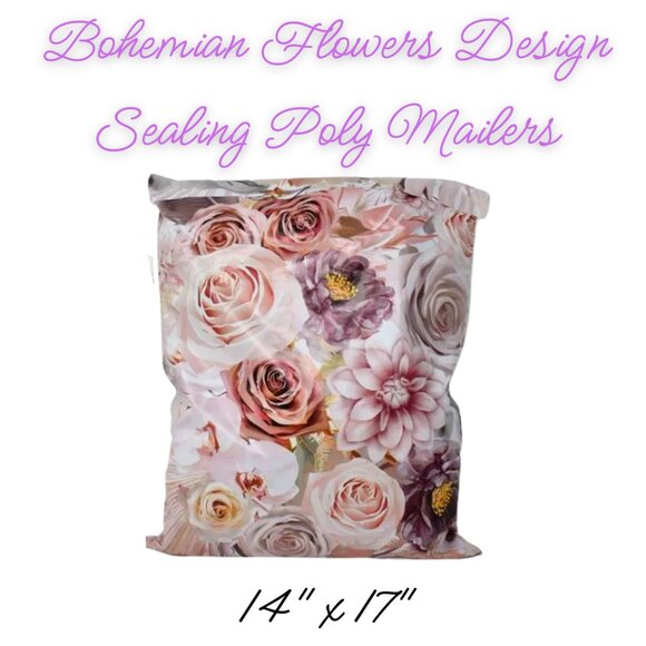 Other - Bohemian Flowers Print Design Poly Mailers Qty 20 Size 14x17